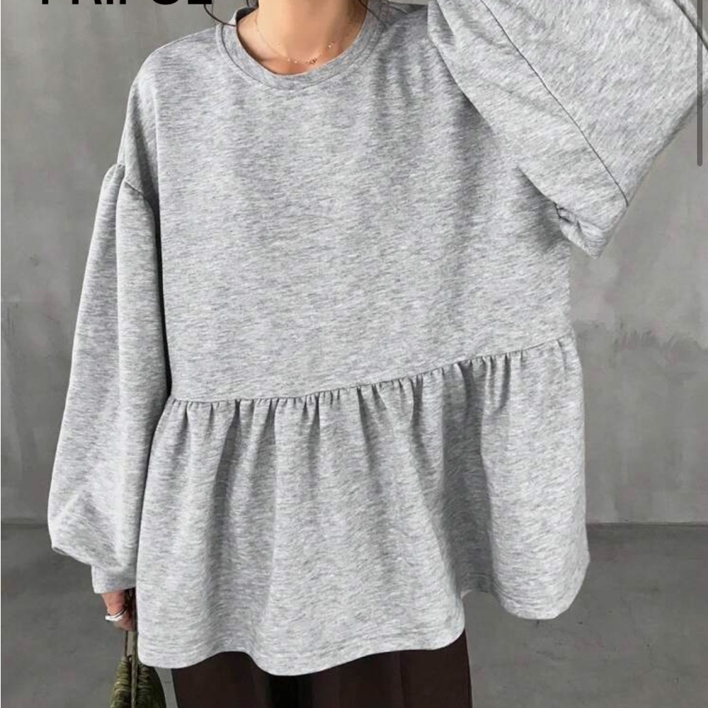 Gray Peplum Sweatshirt - Picture 5 of 6